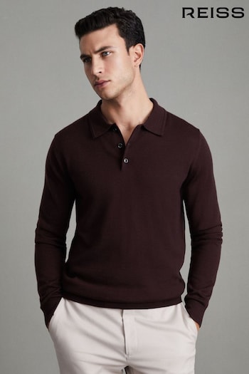 Reiss Bordeaux Trafford Merino Wool Polo Shirt (K81481) | £98