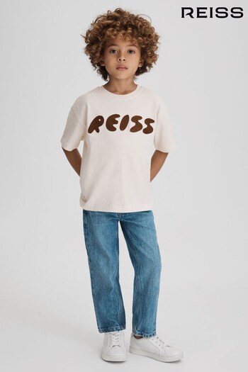 Reiss Ecru Sands Senior Cotton Crew Neck Motif T-Shirt (K81545) | £22
