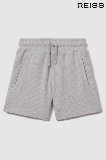 Reiss Silver Hester Senior Textured Cotton Drawstring Shorts (K81572) | £24