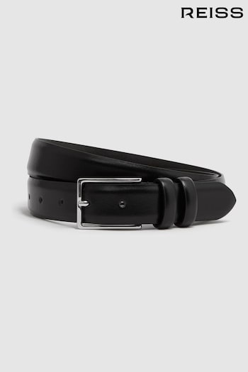 Reiss Black Dante Smooth Leather Belt (K81587) | £55