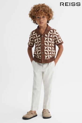 Reiss Tobacco Frenchie Senior Knitted Cuban Collar Shirt (K81596) | £64