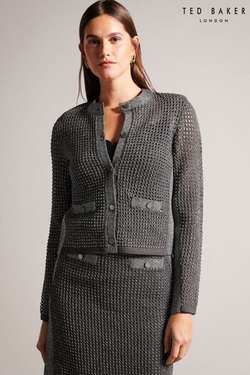 Ted Baker Sallyan Grey Stitch Detail Knitted Jacket (K81683) | £155