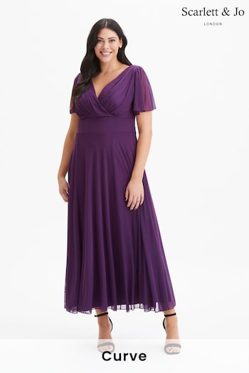 Scarlett & Jo Purple Angel Sleeve Maxi Dress (K81697) | £90