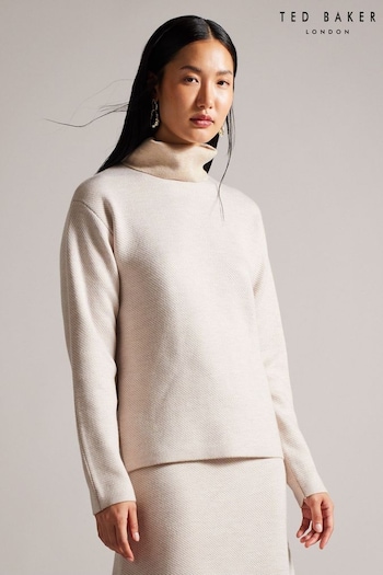Ted Baker Lidyaaa Natural Double Faced Easy Funnel Neck Sweater (K81727) | £125