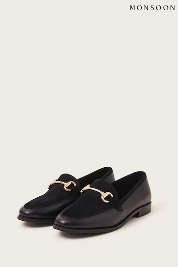 Monsoon Black Leather Suede Loafers (K81737) | £59
