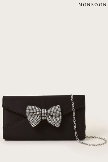 Monsoon Black Diamante Bow Clutch (K81741) | £40