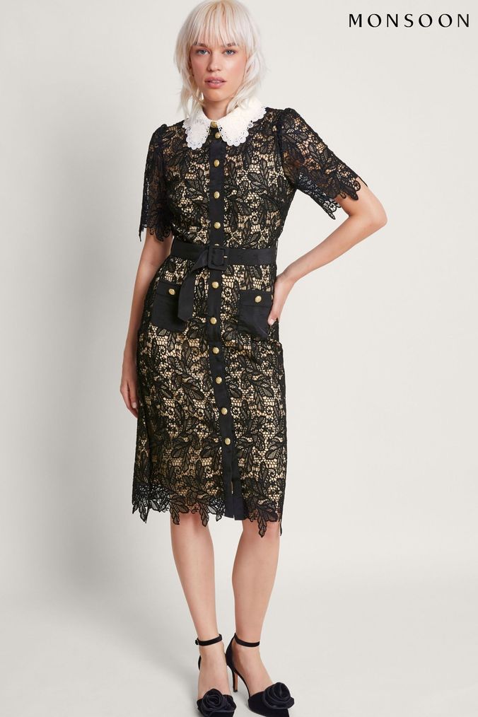 Lace shirt discount dress black