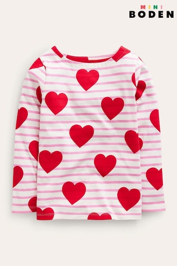 Boden Red Everyday Heart Breton T-Shirt (K81903) | £17 - £19