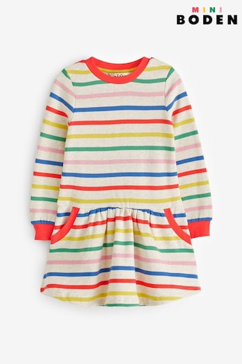 Boden Natural Cosy Stripe Printed Sweatshirt Dress (K81920) | £27 - £32