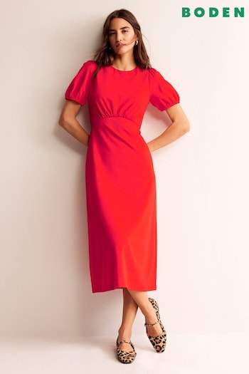 Boden Red Nancy Ponte Midi Dress (K81922) | £95