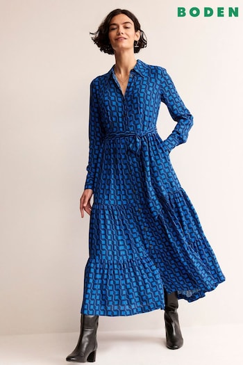 Boden Blue Flo Midi Shirt Dress (K81927) | £130