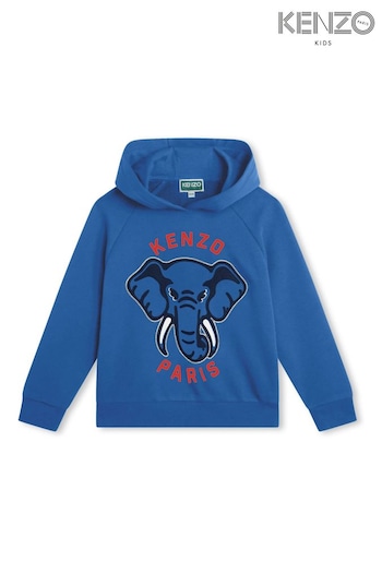 KENZO KIDS Blue Elephant Print Logo Hoodie (K81965) | £115
