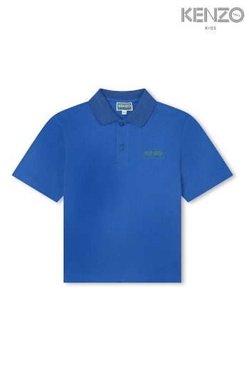 KENZO KIDS Blue Short Sleeve Logo club Polo Shirt (K81966) | £81.25 - £101.25