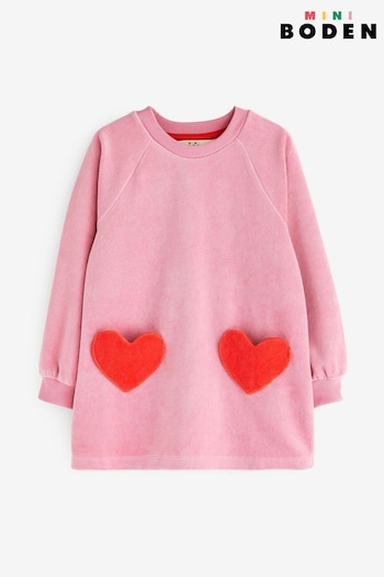 Boden Pink Velour Heart Pocket Tunic (K81972) | £23 - £27