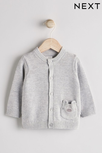 Grey Bear 100% Cotton Baby Knitted Cardigan (0mths-2yrs) (K82054) | £16 - £18