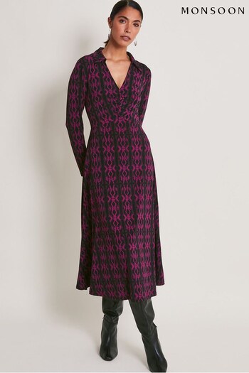 Monsoon Pink Gable Geometric Print Dress (K82056) | £80