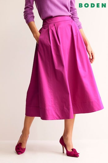 Boden Purple Isabella Cotton Sateen Midi Skirt (K82182) | £85