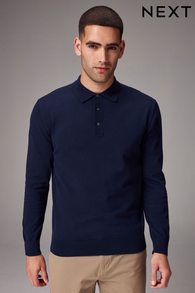 Long sleeve polo jumper mens top
