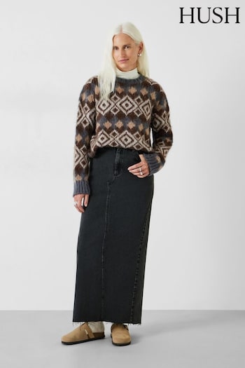 Hush Black Rylie Denim Maxi Skirt (K82269) | £79