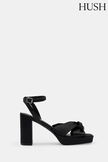 Hush Black Farrah Satin Twist Platform high Sandals (K82315) | £110