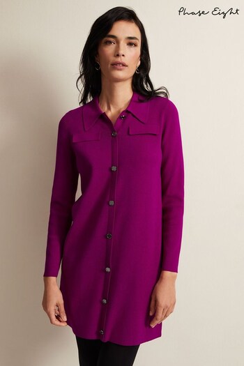 Phase Eight Purple Azealia Fine Knit Collared Tunic Dress (K82340) | £110