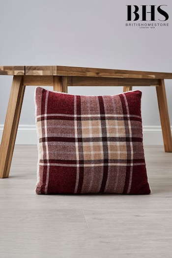 BHS Red Chenille Check with Sherpa Cushion (K82530) | £22