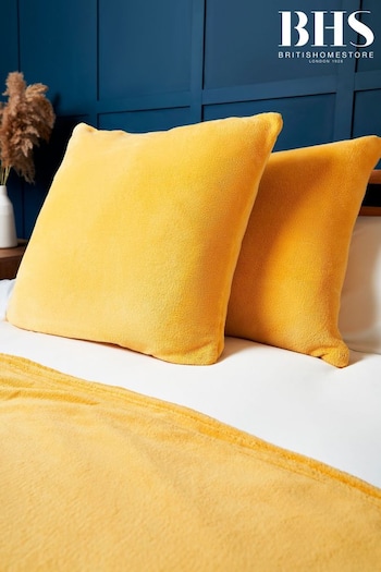 BHS Ochre Yellow Microfleece 59x59cm Cushion (K82579) | £30