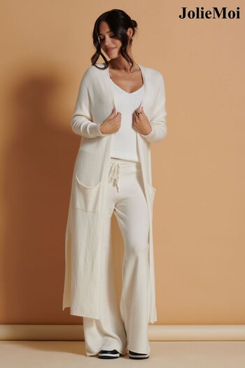 Jolie Moi Soft Knit Longline Maxi White Cardigan (K82625) | £75
