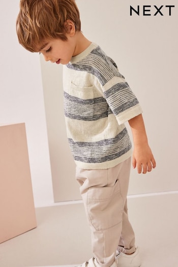 Ecru Natural Knitted Linen Blend T-Shirt (3mths-7yrs) (K82651) | £11 - £13