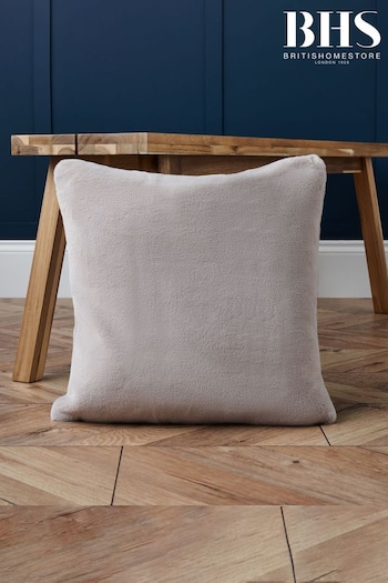 BHS Tan Brown Plain Faux Fur Cushion (K82662) | £20