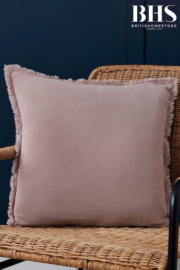 BHS Blush Pink Cotton Fringe Cushion (K82667) | £18