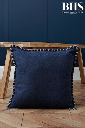 BHS Blue Felt Blanket Stitch Cushion (K82675) | £20