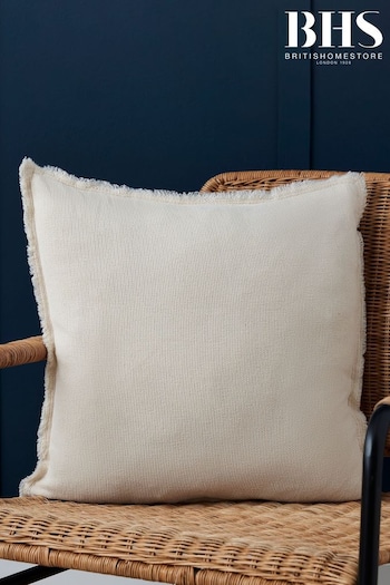 BHS Cream Cotton Fringe Cushion (K82680) | £18