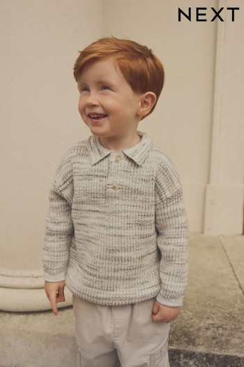 Neutral Long Sleeve Polo Shirt (3mths-7yrs) (K82692) | £15 - £17