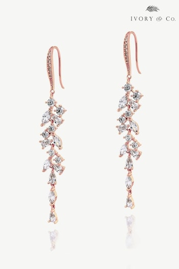 Ivory & Co Rose Gold Sandringham Statement Crystal Cluster Drop Earrings (K82727) | £55