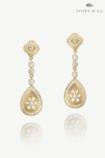 Ivory & Co Gold Moonstruck Crystal Pave Vintage Earrings (K82729) | £35