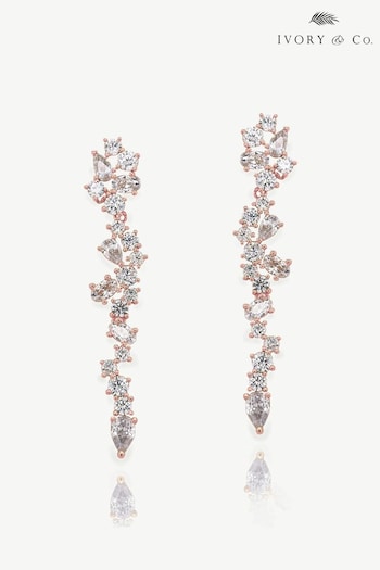 Ivory & Co Rose Gold Islington Rose Gold Crystal Cluster Drop Earrings (K82731) | £55