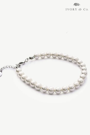 Ivory & Co Silver Manila And Pearl Classic Bracelet (K82733) | £45