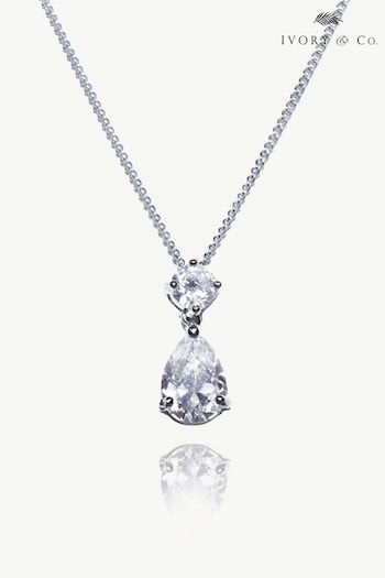 Ivory & Co Silver Imperial Crystal Teardrop Pendant (K82734) | £35