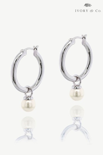 Ivory & Co Gold Newark Statement Hoop Pearl Earrings (K82744) | £35