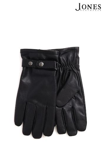 Jones Bootmaker Mens Adjustable Leather Black Gloves (K82748) | £45