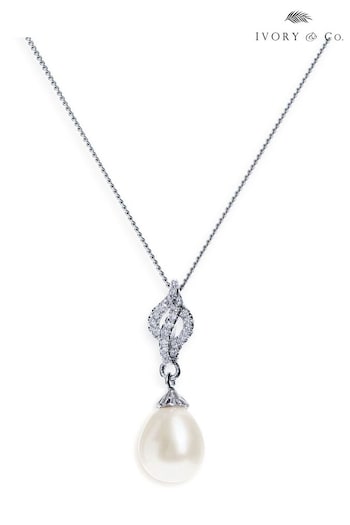 Ivory & Co Silver Lisbon Crystal And Pearl Romantic Pendant (K82754) | £35