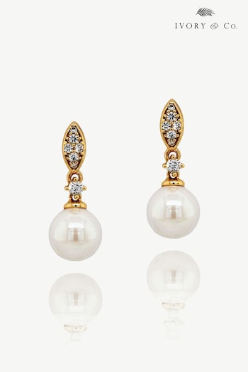 Ivory & Co Gold Dublin Crystal And Pearl Drop Earring (K82759) | £25