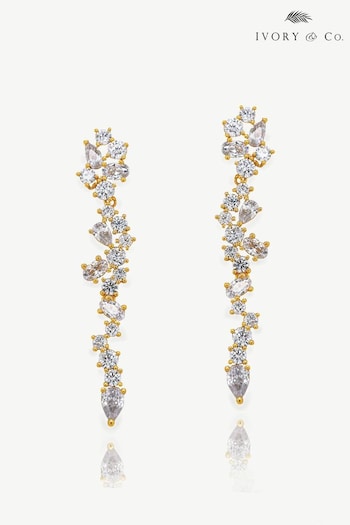Ivory & Co Gold Islington Crystal Cluster Drop Earring (K82768) | £55