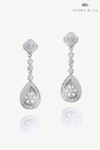 Ivory & Co Silver Tone Moonstruck Crystal Vintage Pave Earrings (K82774) | £35