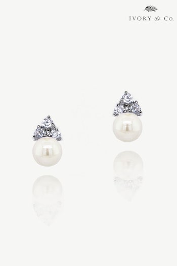Ivory & Co Silver Classic Pearl And Crystal Earrings (K82782) | £20