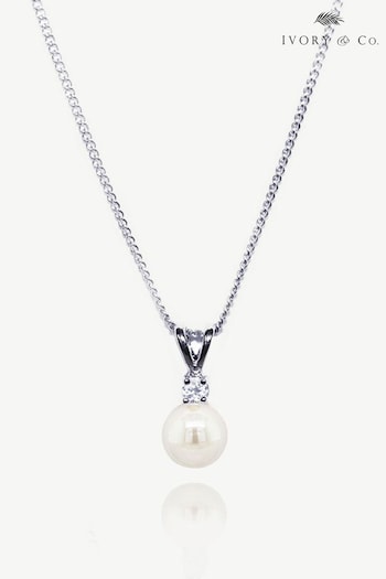 Ivory & Co Silver Tone Classic Rhodium Crystal And Pearl Pendant (K82783) | £25