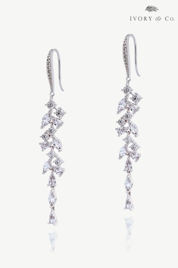 Ivory & Co Silver Sandringham Crystal Cluster Drop Earring (K82787) | £55