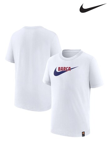 Nike White Barcelona Swoosh T-Shirt Kids (K82818) | £23
