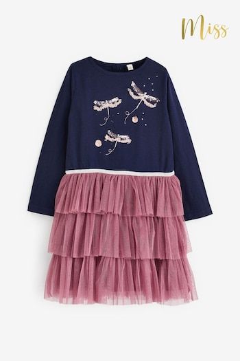 Miss Blue Long Sleeve 2-in-1 Style Sequin Detail Dress with Tutu Skirt (K82835) | £30